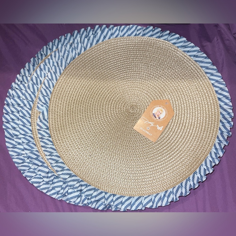 Dolly Parton Round Placemats Set of 4 – 15” Farmhouse Ruffle Trim
